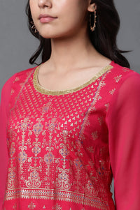 Pink Embellished Kurta and Pants Set