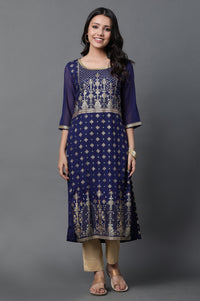 Blue Embellished Kurta and Pants Set