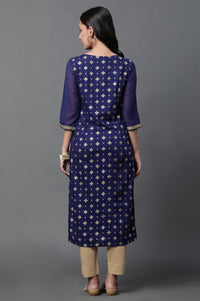 Blue Embellished Kurta and Pants Set