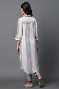 Multi-coloured Dobby Kurta and Pants Set
