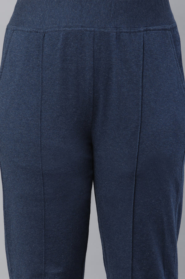 Blue Textured Cotton Kurta and Trouser Set