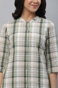 Green Textured Cotton Kurta and Trouser Set