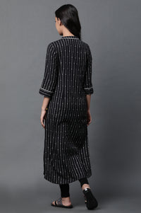 Black Yarn-Dyed Kurta and Jeggings Set