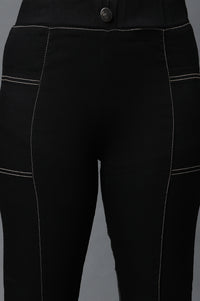 Black Yarn-Dyed Kurta and Jeggings Set