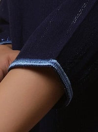 Blue Embroidered Asymmetrical Kurta and Denim Lycra Jeggings