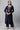 Blue Velvet Embellished Kurta &amp; Palazzo Set