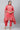 Red Asymmetrical Kurta, Trousers and Dupatta Set