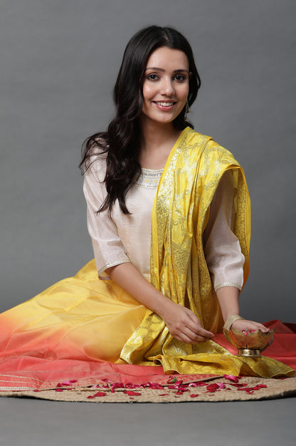 Multi-coloured Anarkali Kurta, Tights and Dupatta Set