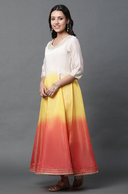 Multi-coloured Anarkali Kurta, Tights and Dupatta Set