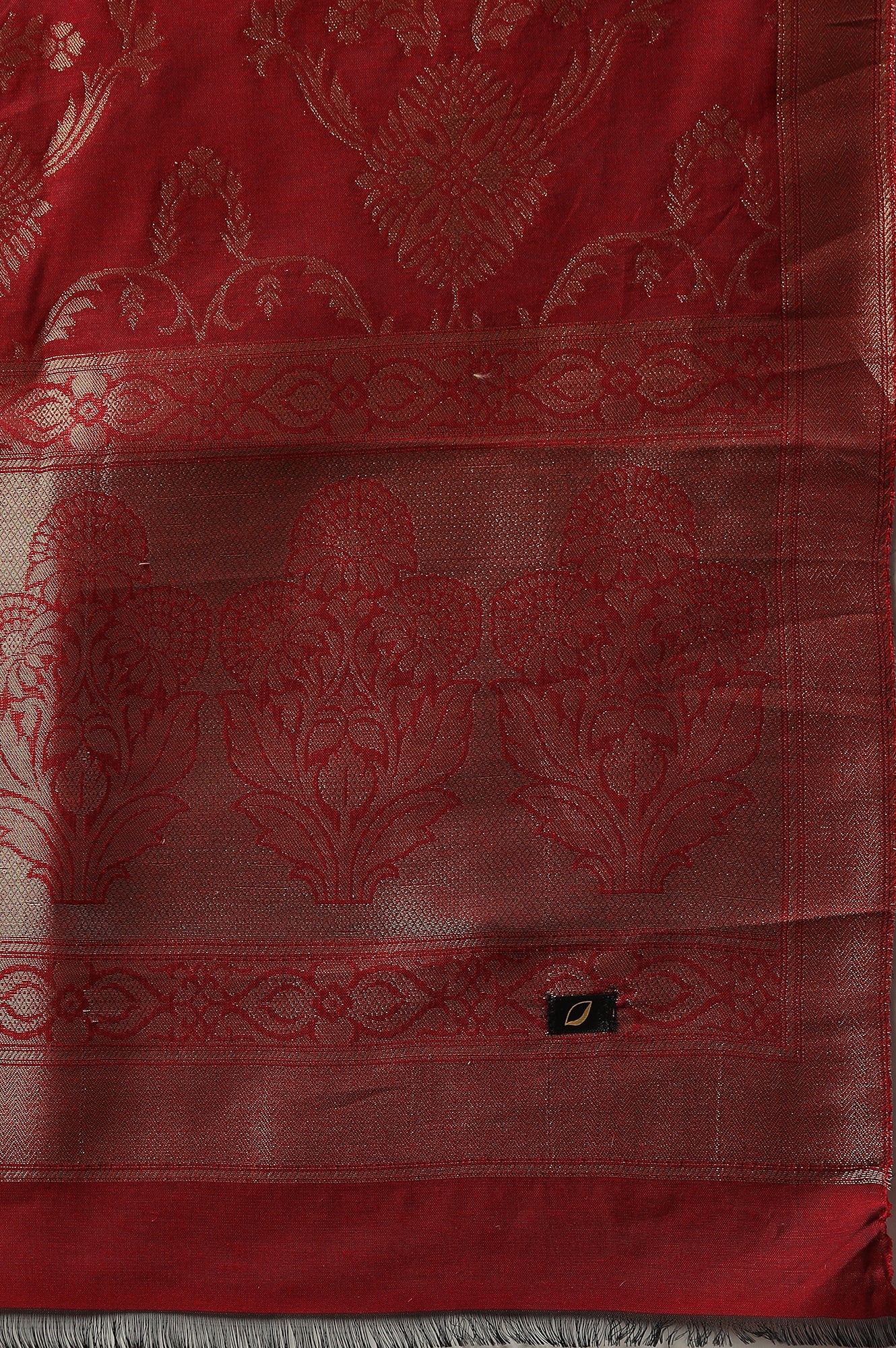 Red Zari Embroidered Kurta, Pants and Jacquard Dupatta