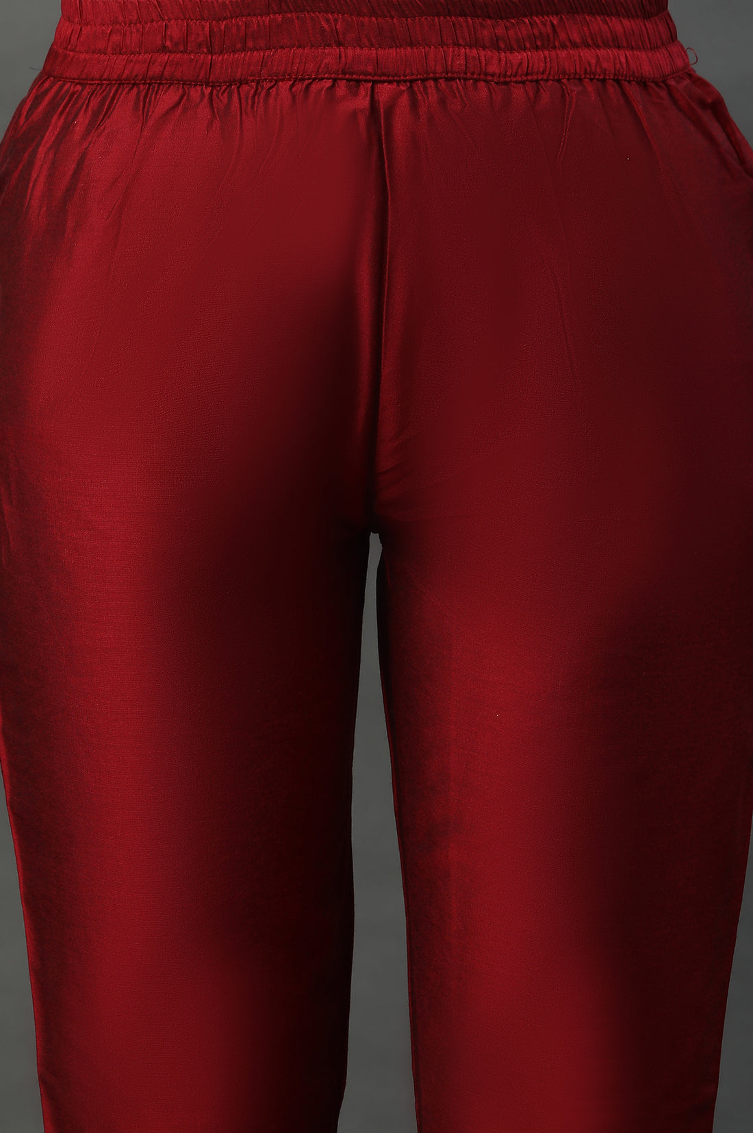 Red Zari Embroidered Kurta, Pants and Jacquard Dupatta