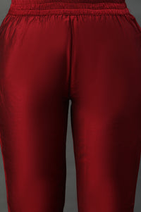 Red Zari Embroidered Kurta, Pants and Jacquard Dupatta