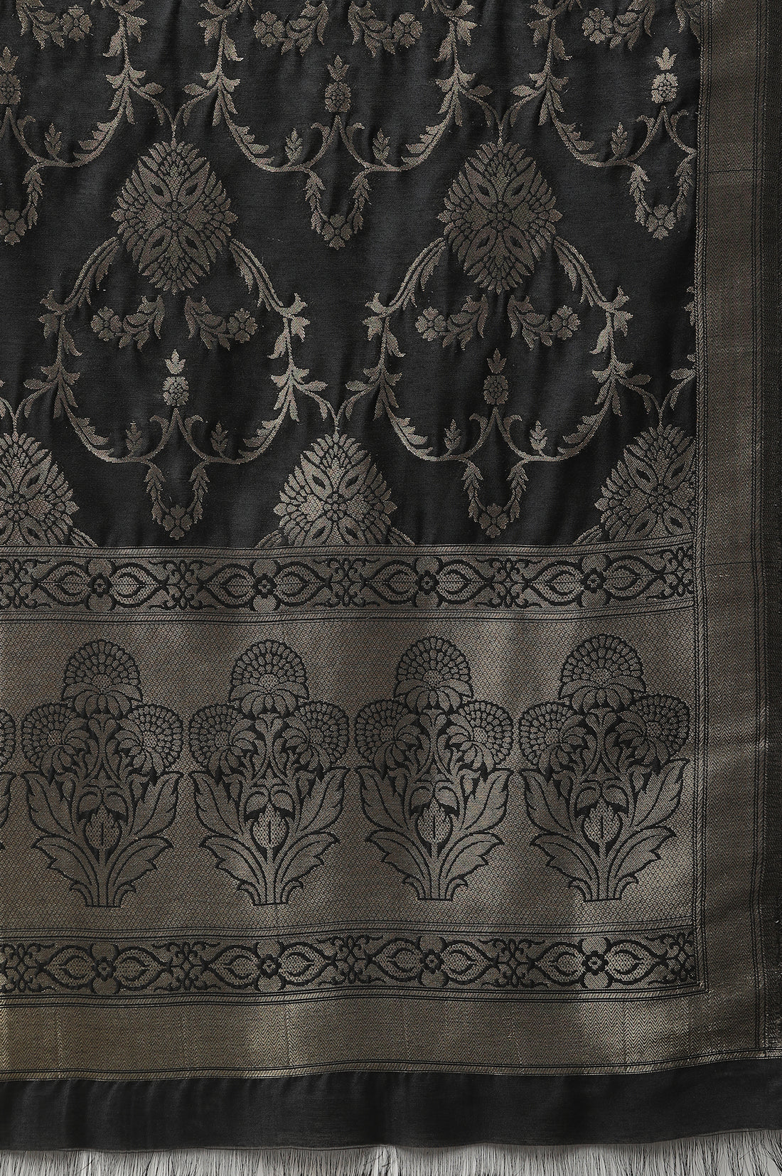 Black Zari Embellished Kurta Pants Dupatta Set