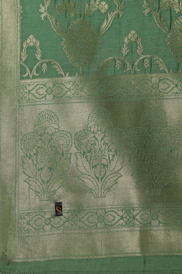 Green Zari Embroidered Festive Kurta Trousers and Dupatta Set