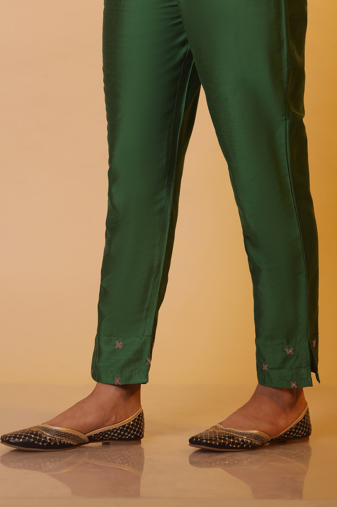 Green Zari Embroidered Festive Kurta Trousers and Dupatta Set