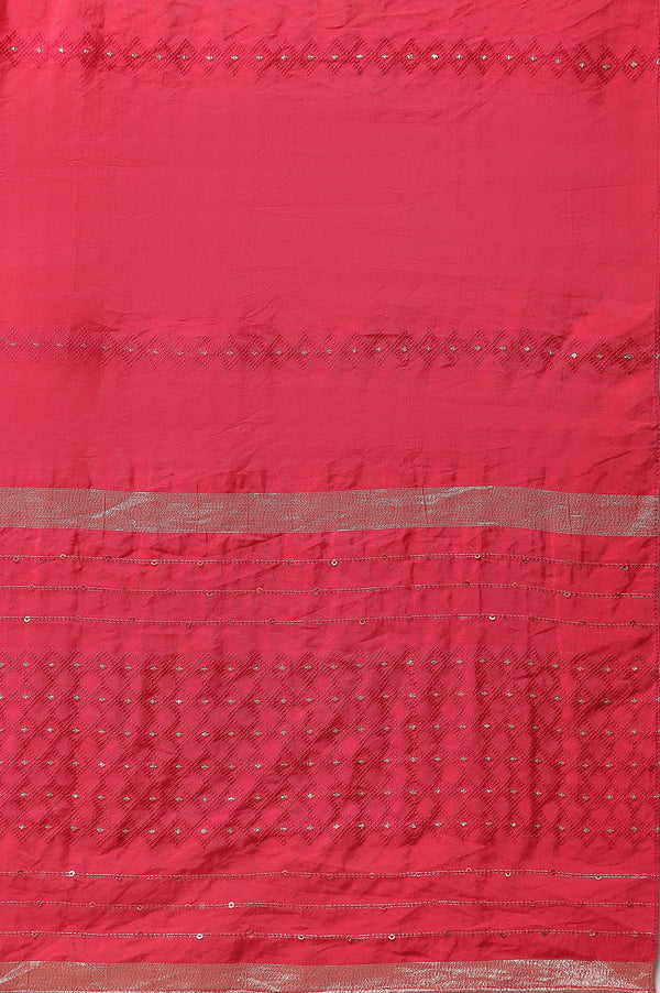 Purple Embellished Long Kurta, Tights and Pink Dupatta Set