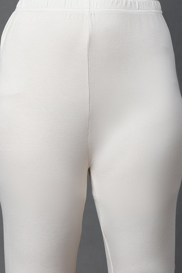 White Anarkali Kurta, Tights and Dupatta Set