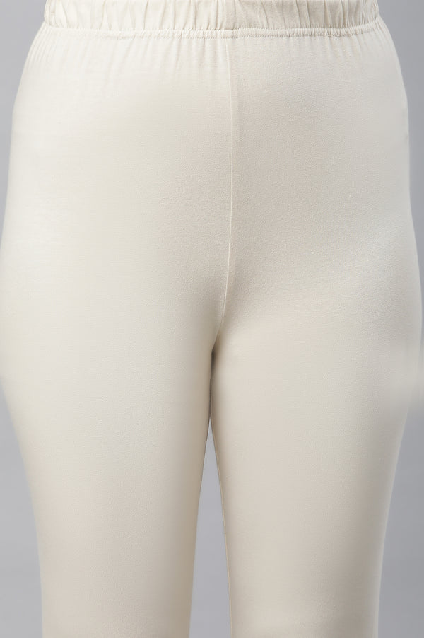 White Anarkali Kurta, Tights and Dupatta Set