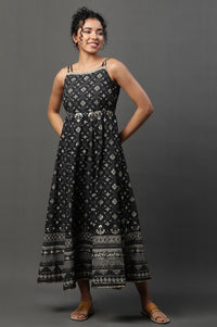 Black Sheer Embellished Gilet and Dress Set