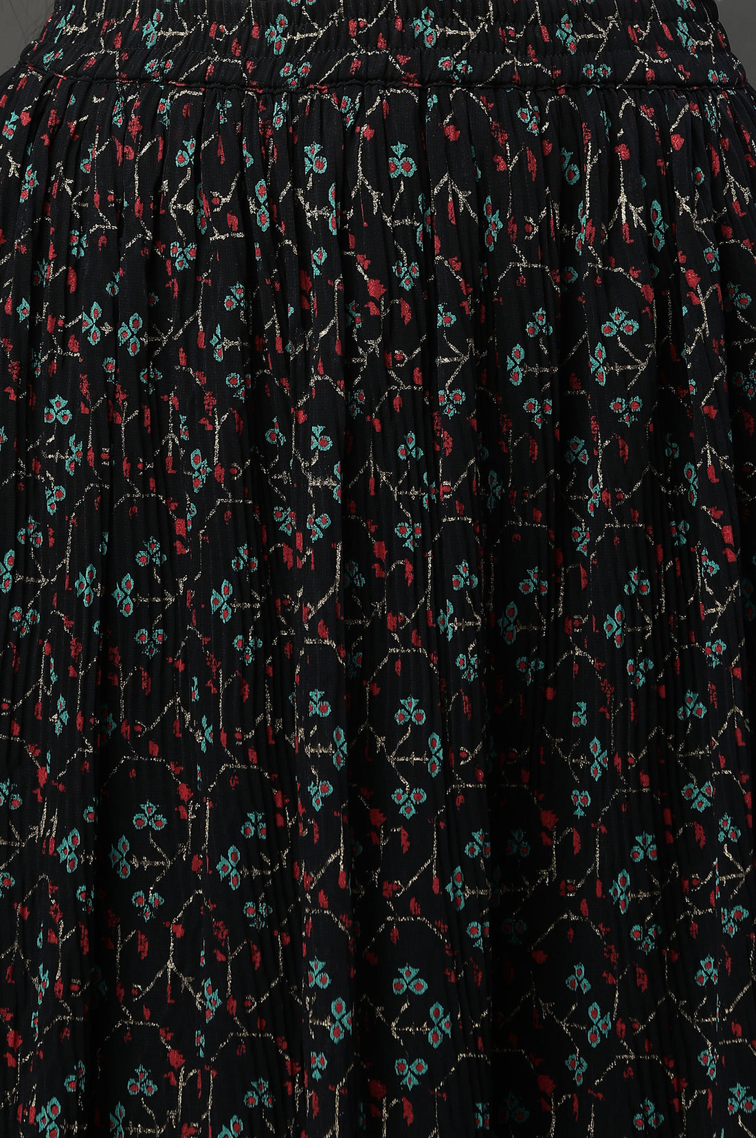 Black Sheer Embroidered High Slit Kurta, Skirt and Choker Dupatta Set