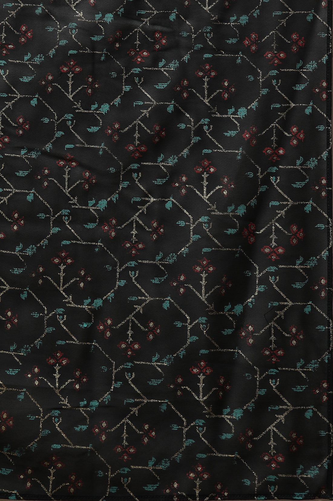 Black Sheer Embroidered High Slit Kurta, Skirt and Choker Dupatta Set