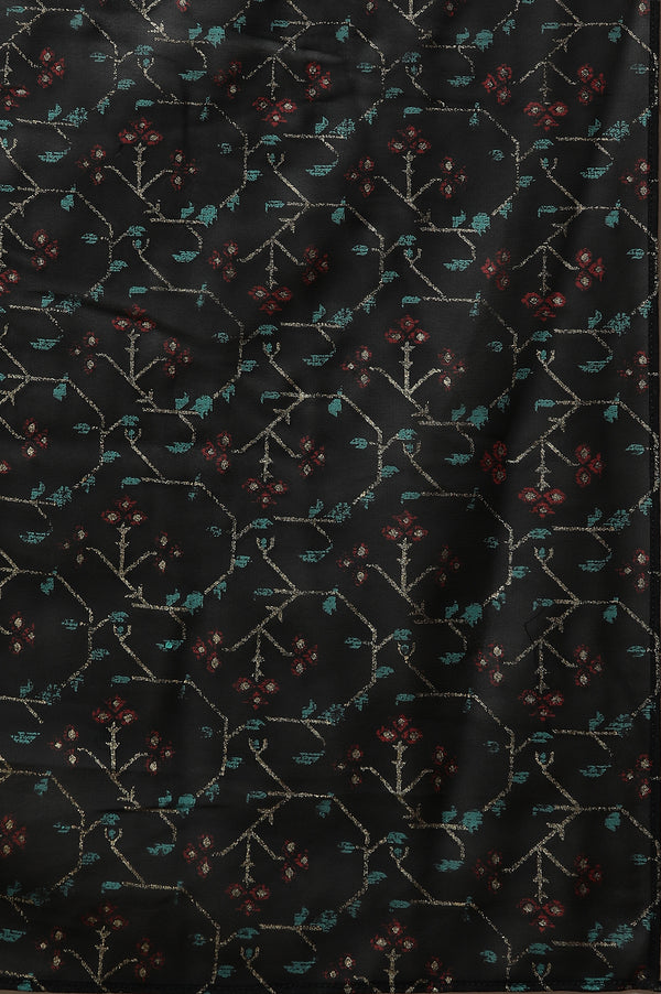 Black Sheer Embroidered High Slit Kurta, Skirt and Choker Dupatta Set