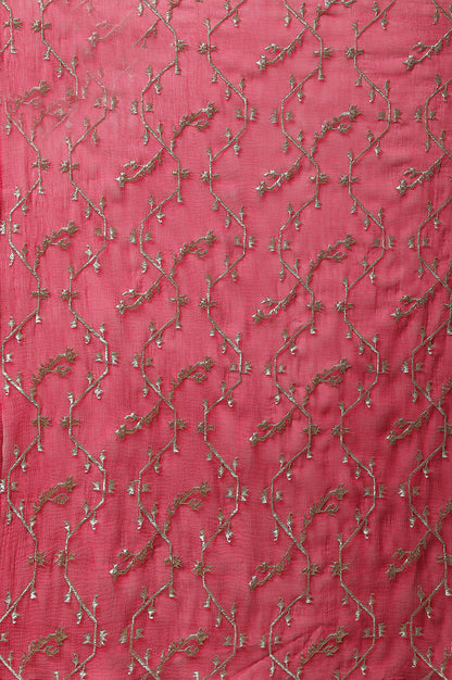 Pink Printed Festive Kurta, Pants and Embroidered Dupatta Set