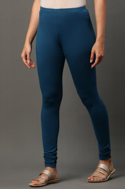 Blue Knitted Skin Fit Tights