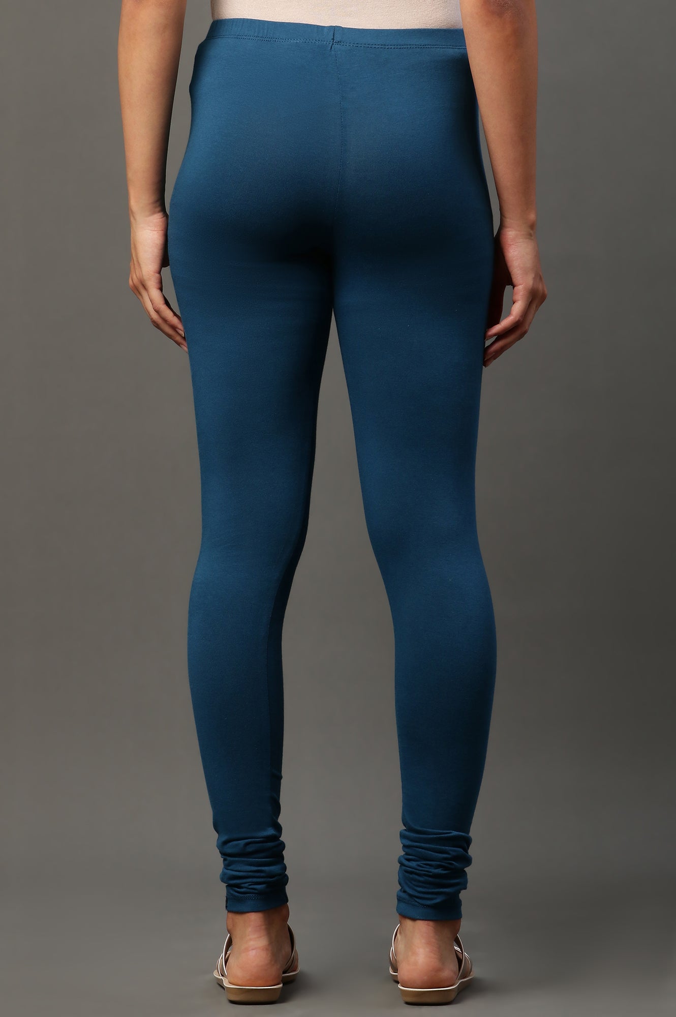 Blue Knitted Skin Fit Tights