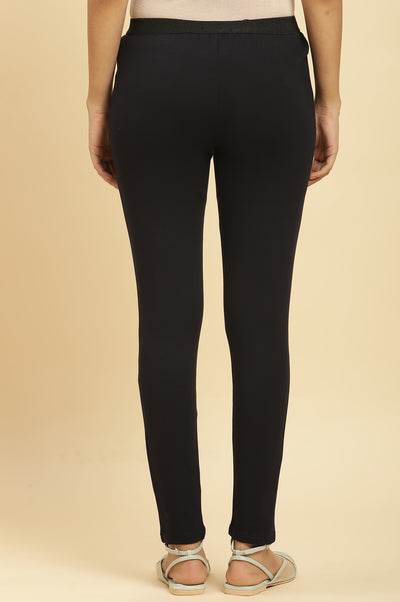 Black Solid Skinny Rayon Legging