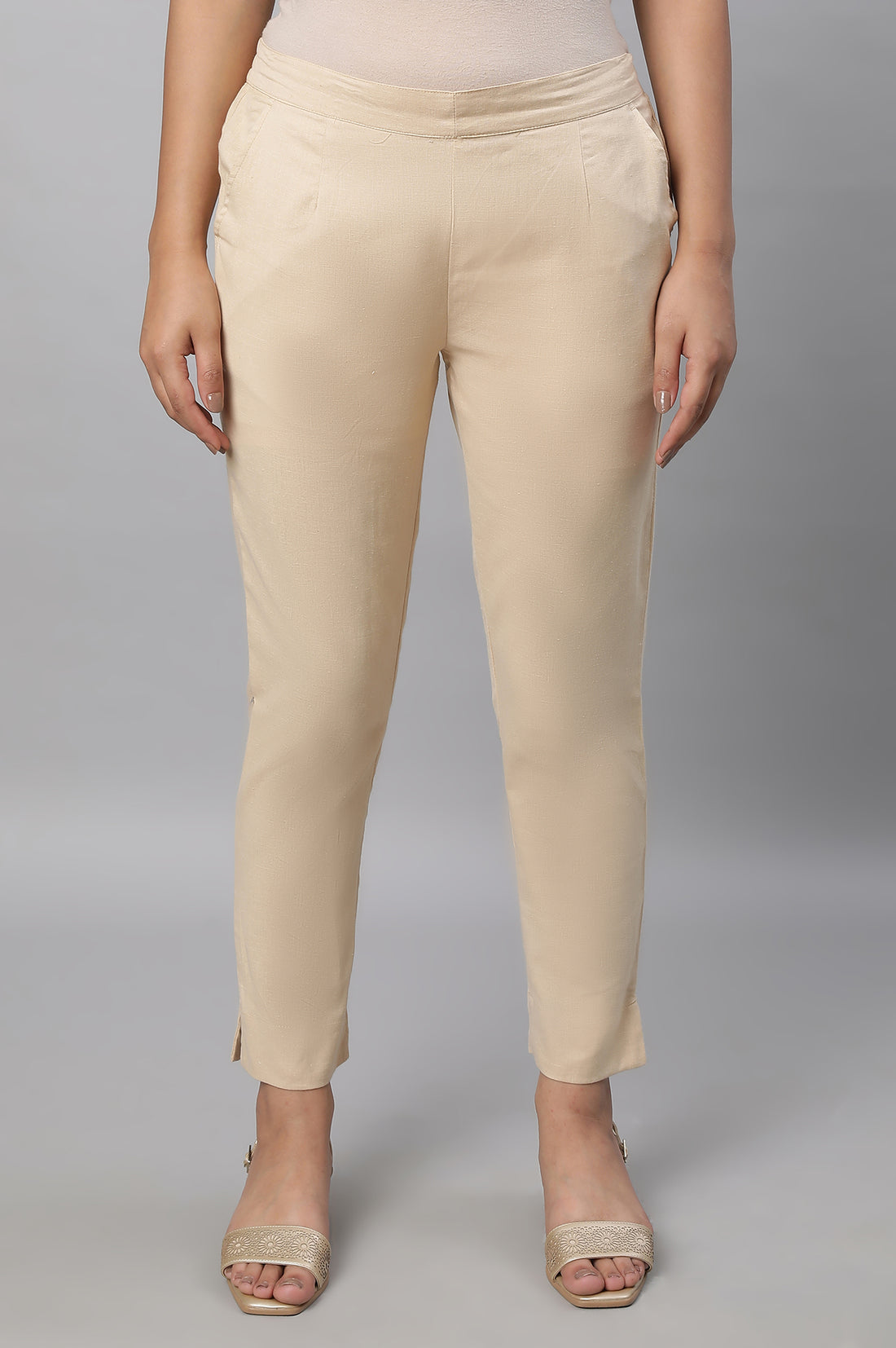 Buy Beige Straight Fit Trouser Pants Online for Woman Shop for