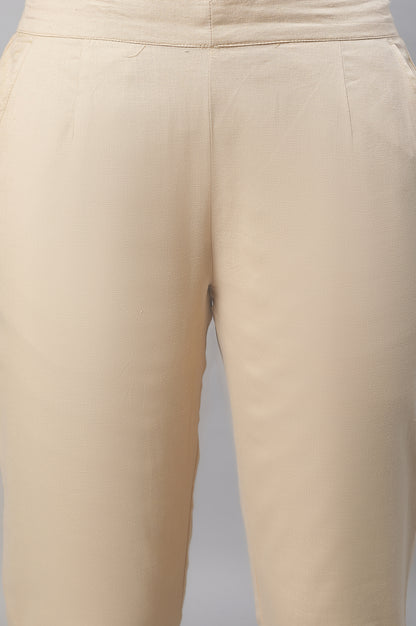 Beige Straight Fit Trouser Pants