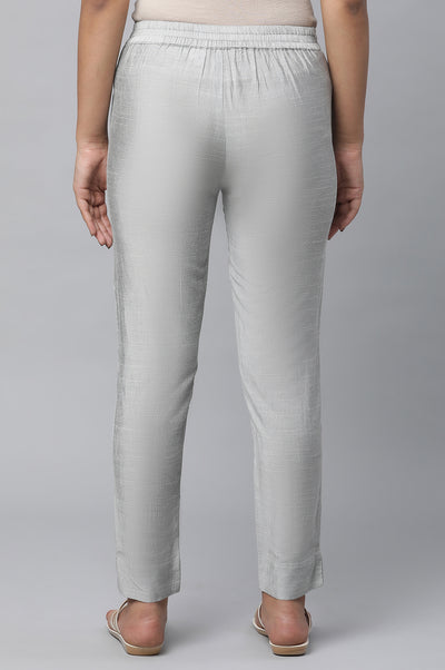 Silver Solid Trousers