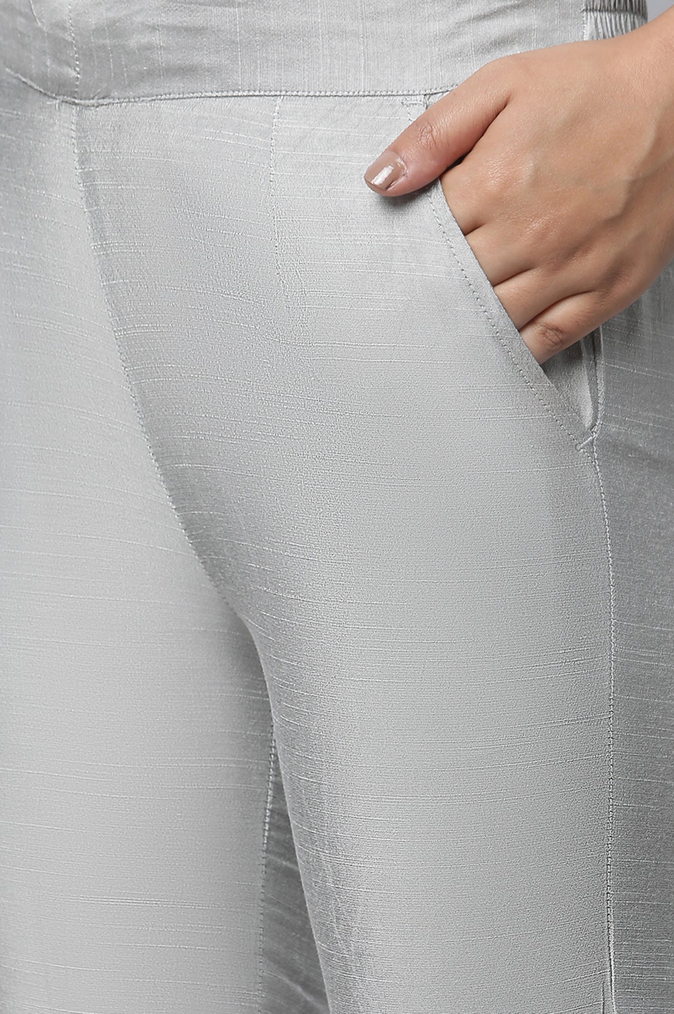 Silver Solid Trousers