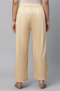 Gold Solid Foil Print Wide Leg Knit Palazzo