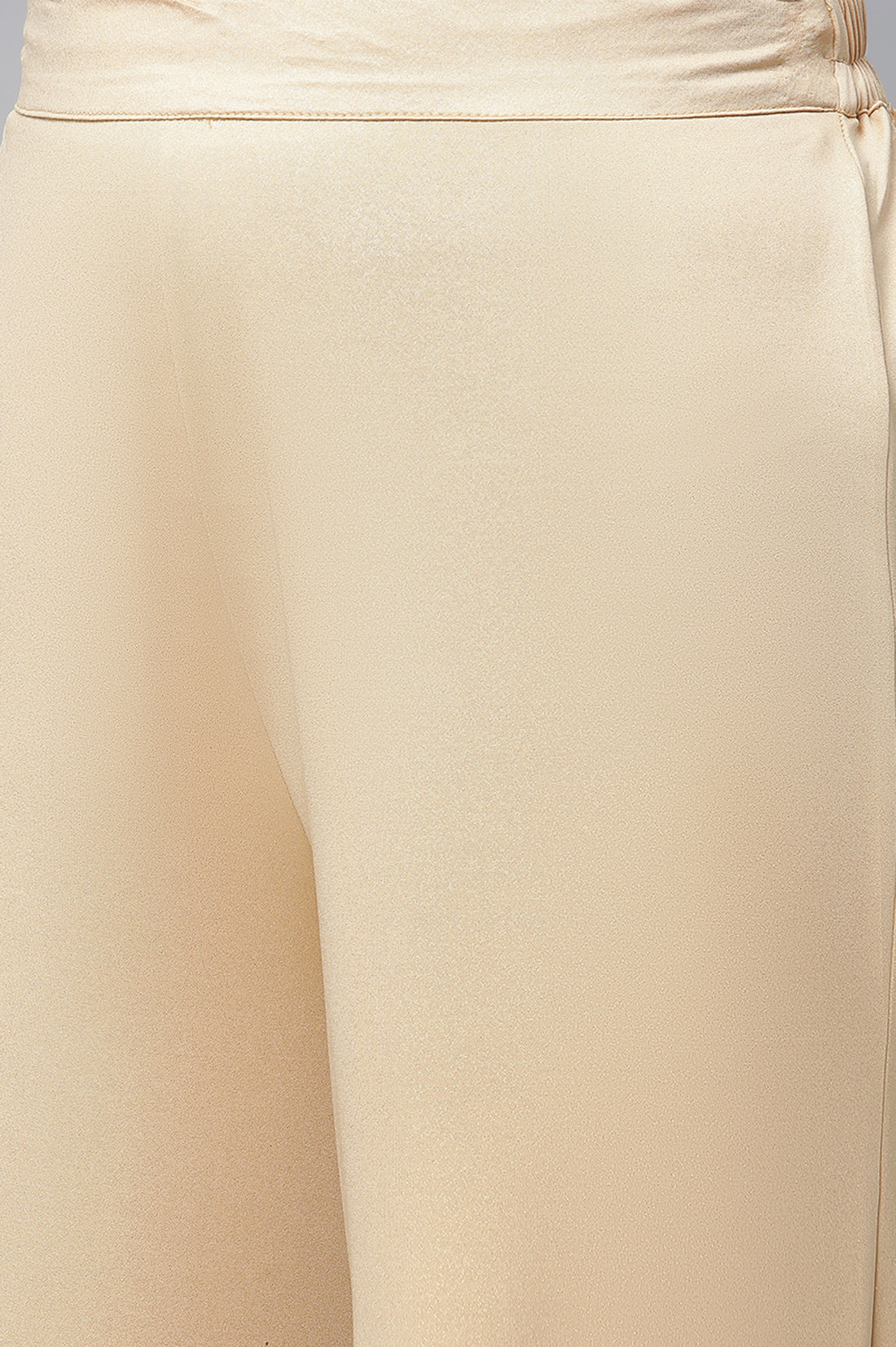 Gold Solid Foil Print Wide Leg Knit Palazzo