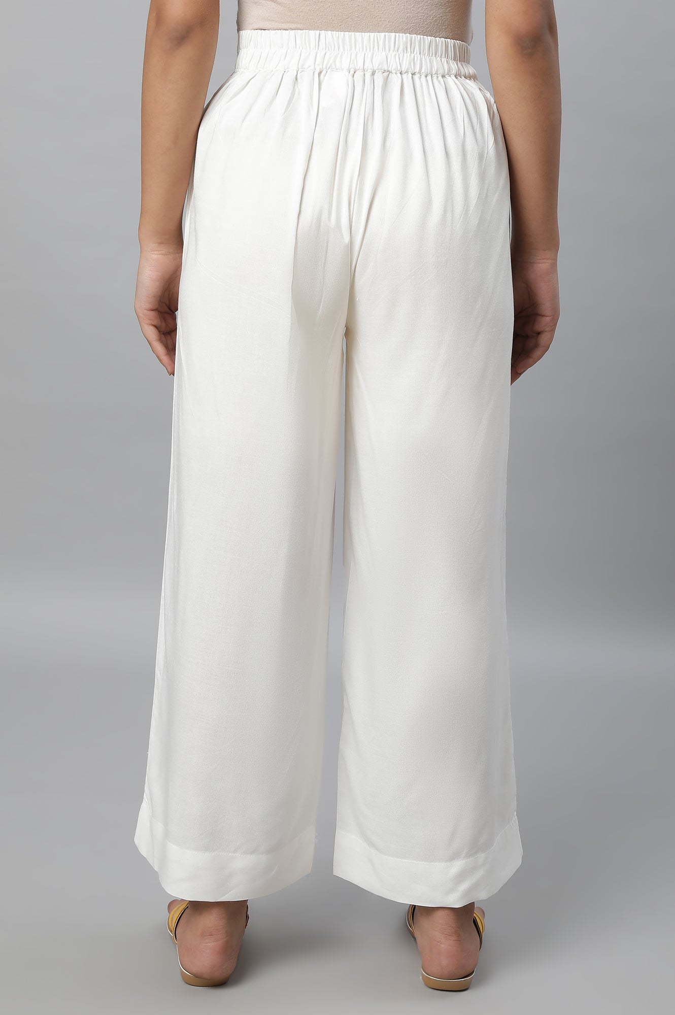 Off White Straight Liva Women Palazzos