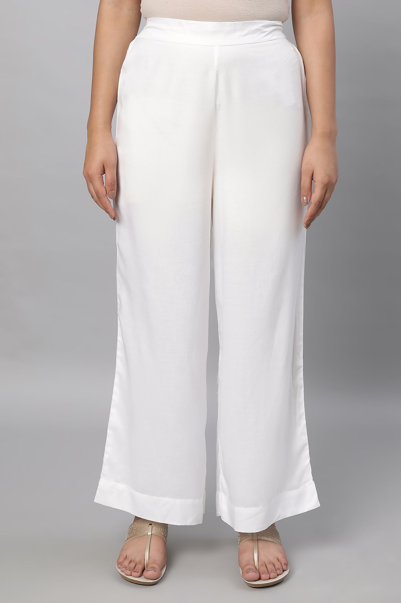 White Straight Liva Women Palazzos