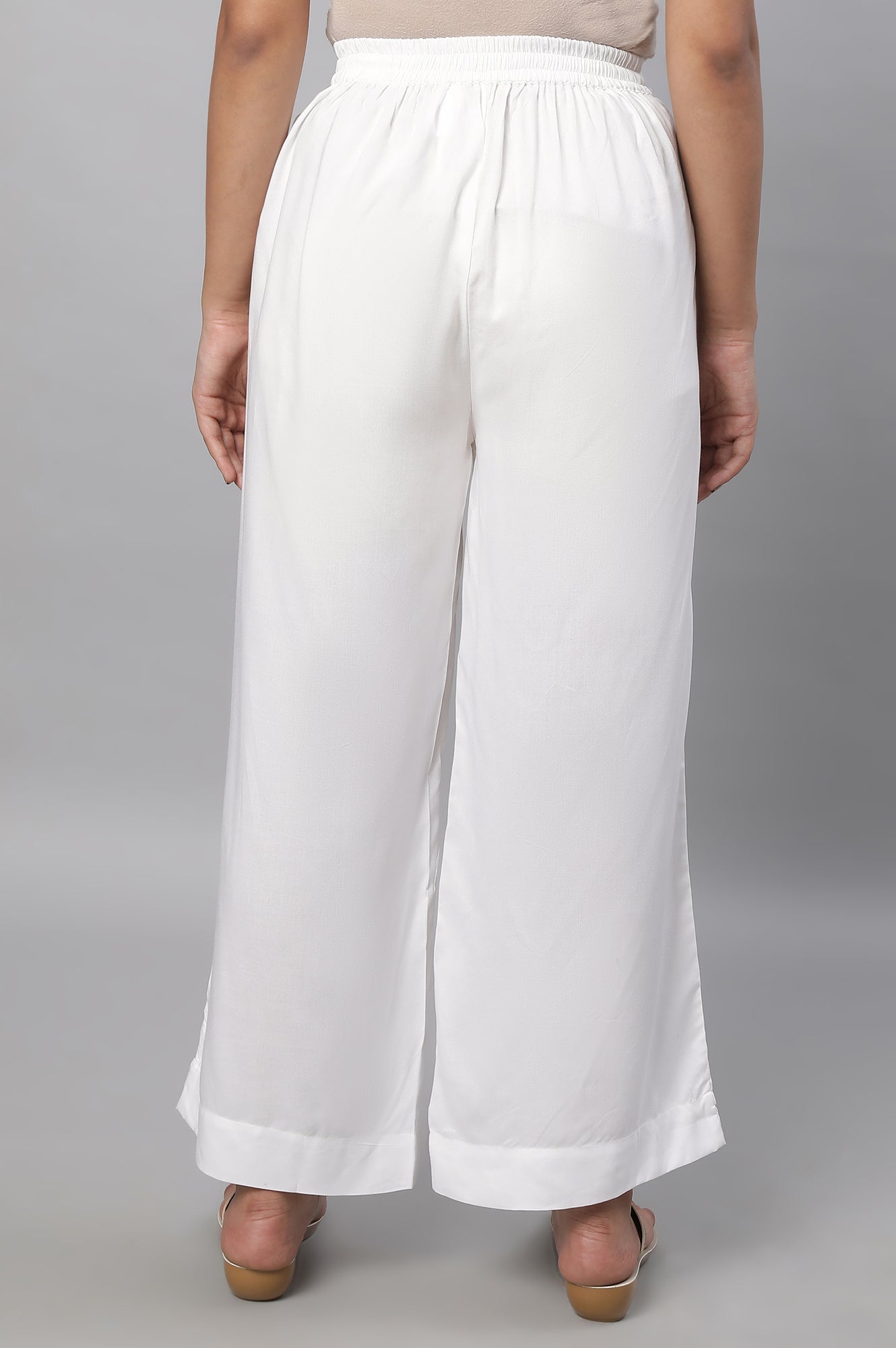 White Straight Liva Women Palazzos