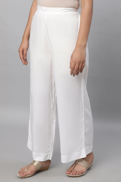 White Straight Liva Women Palazzos