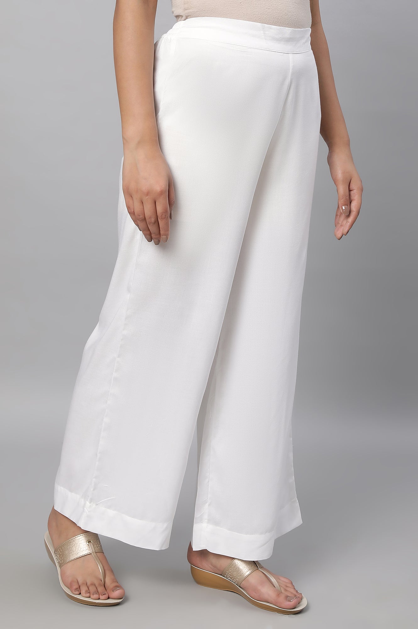 White Straight Liva Women Palazzos