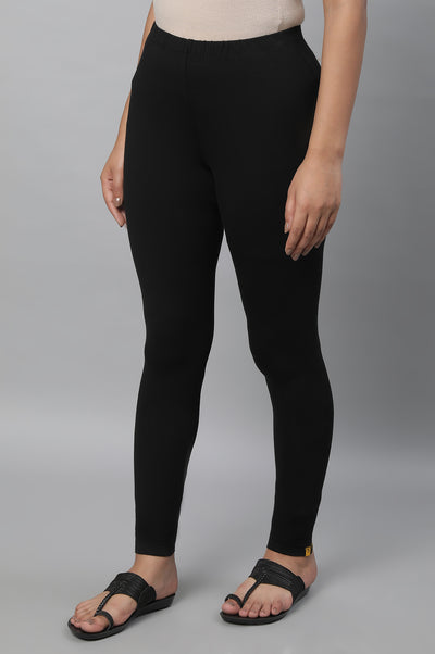 Black Solid Skinny Cotton Churidar
