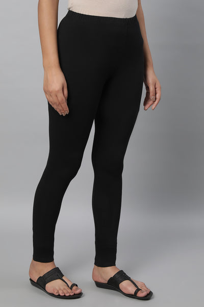 Black Solid Skinny Cotton Churidar