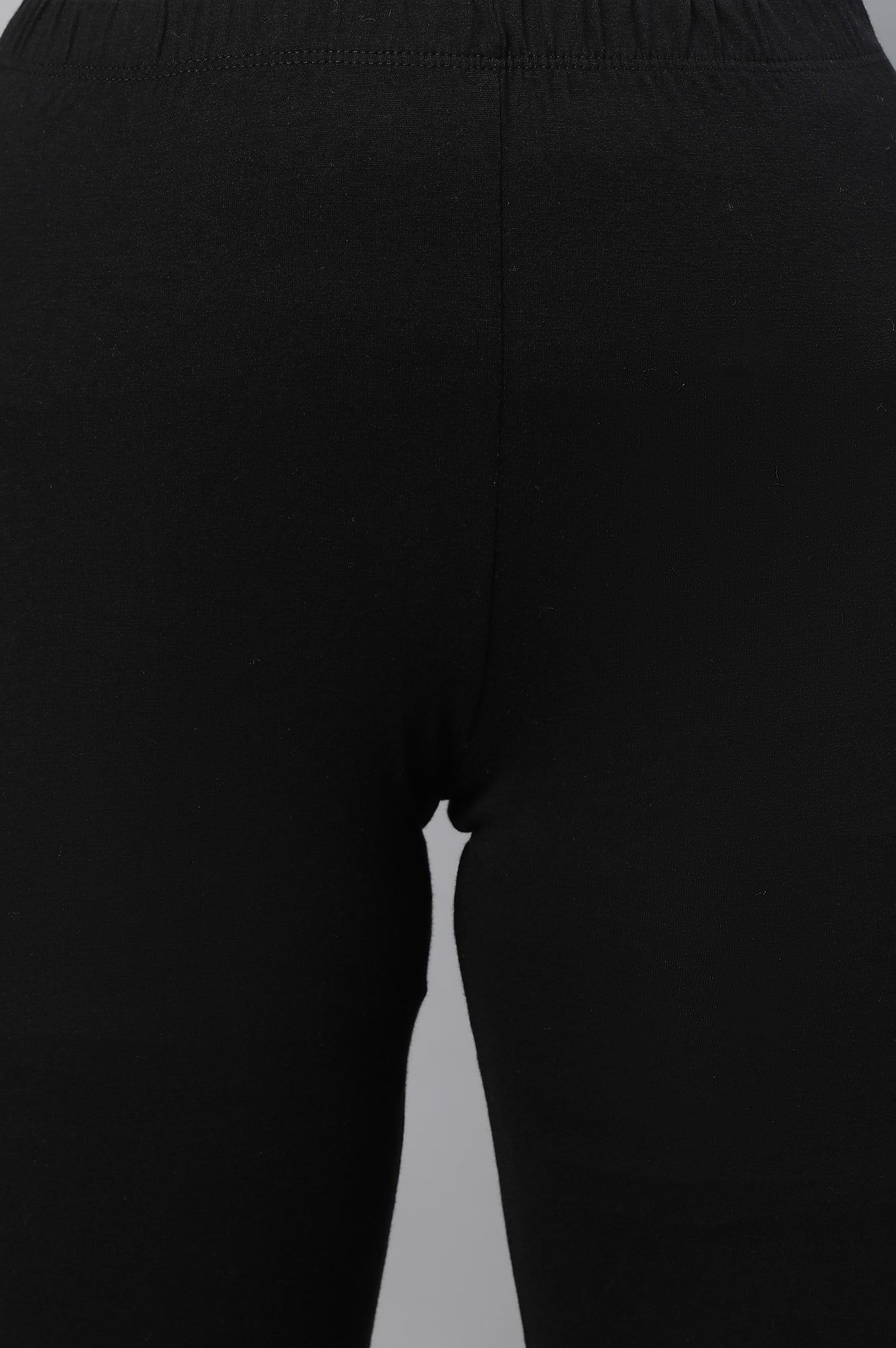 Black Solid Skinny Cotton Churidar