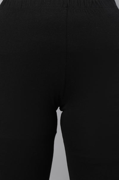 Black Solid Skinny Cotton Churidar