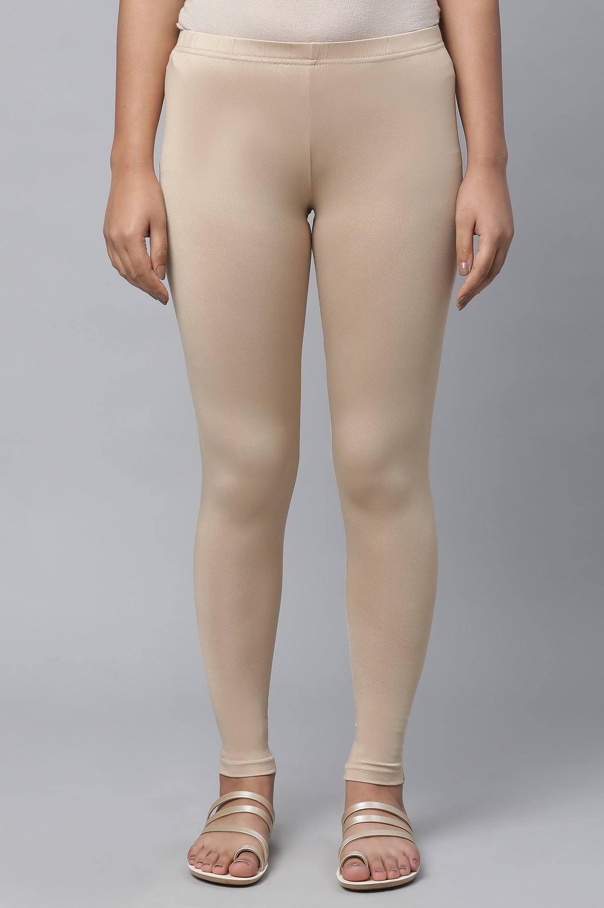 Almond Gold Printed Tights - S