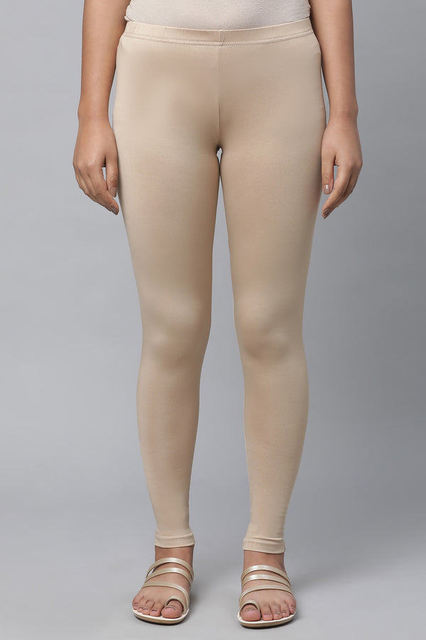 Almond Gold Printed Tights