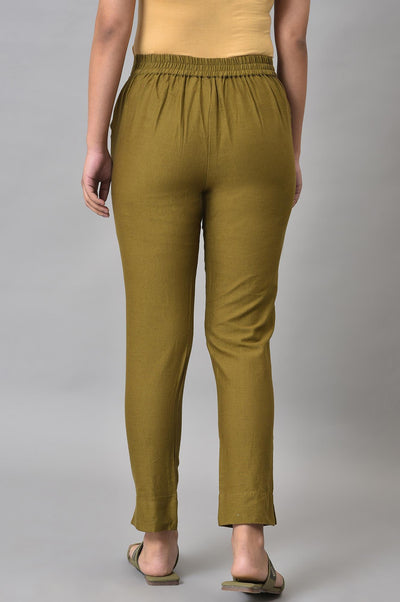 Green Basic Cotton Trousers