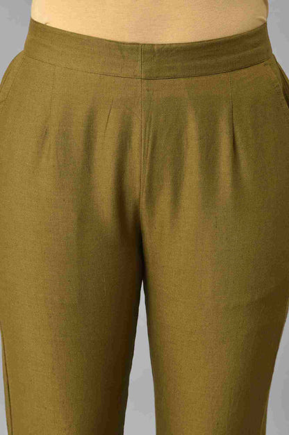 Green Basic Cotton Trousers