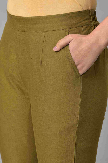 Green Basic Cotton Trousers